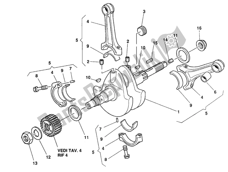All parts for the Crankshaft of the Ducati Supersport 600 SS 1992